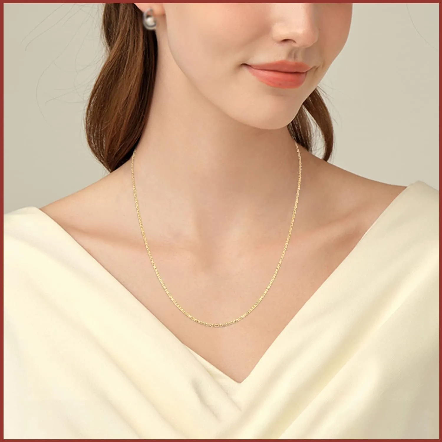 Jewlpire Minimalism 14K Gold Chain Necklaces for Women, Adjustable Dainty Layered/Box/Paperclip/Rope/Cuban/Figaro/Bead/Mariner Necklace Chain for Women Trendy Jewelry for Women 17 4 inch