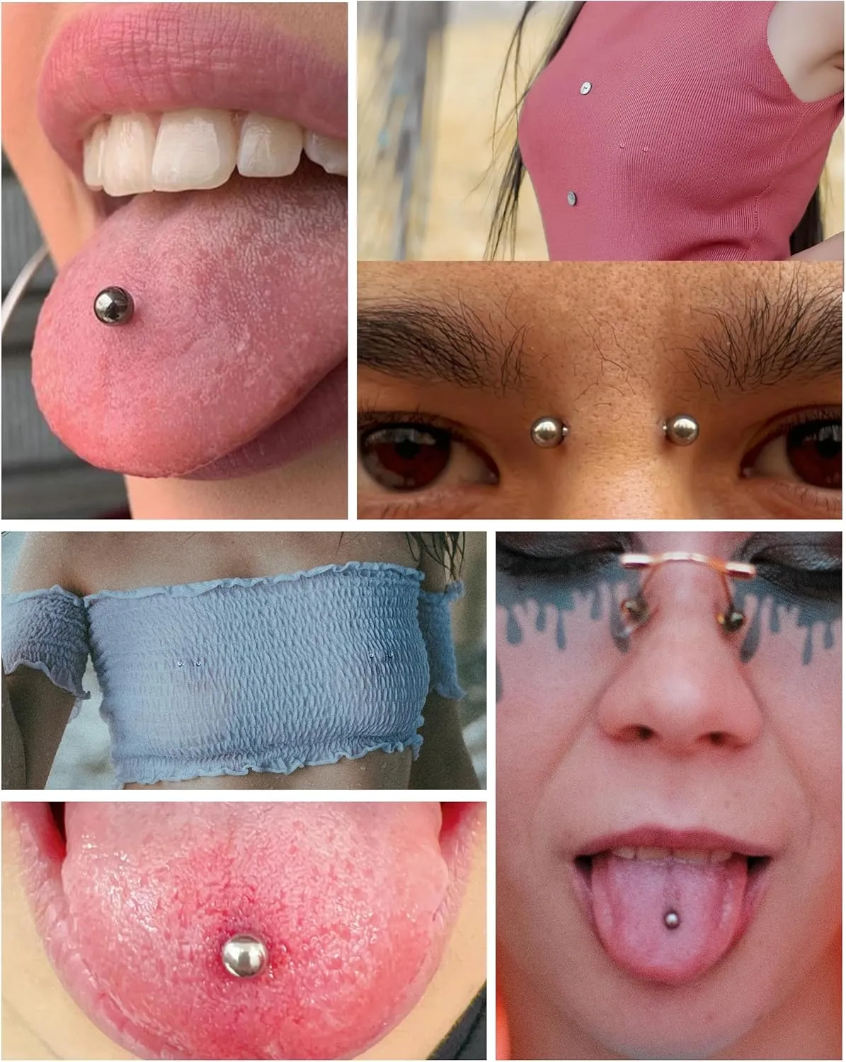 Jewseen G23 Implant Grade Titanium Nipple Rings Internally Threaded Tongue Rings Bridge Piercing Nipple Barbell Tongue Bar for Women Men
