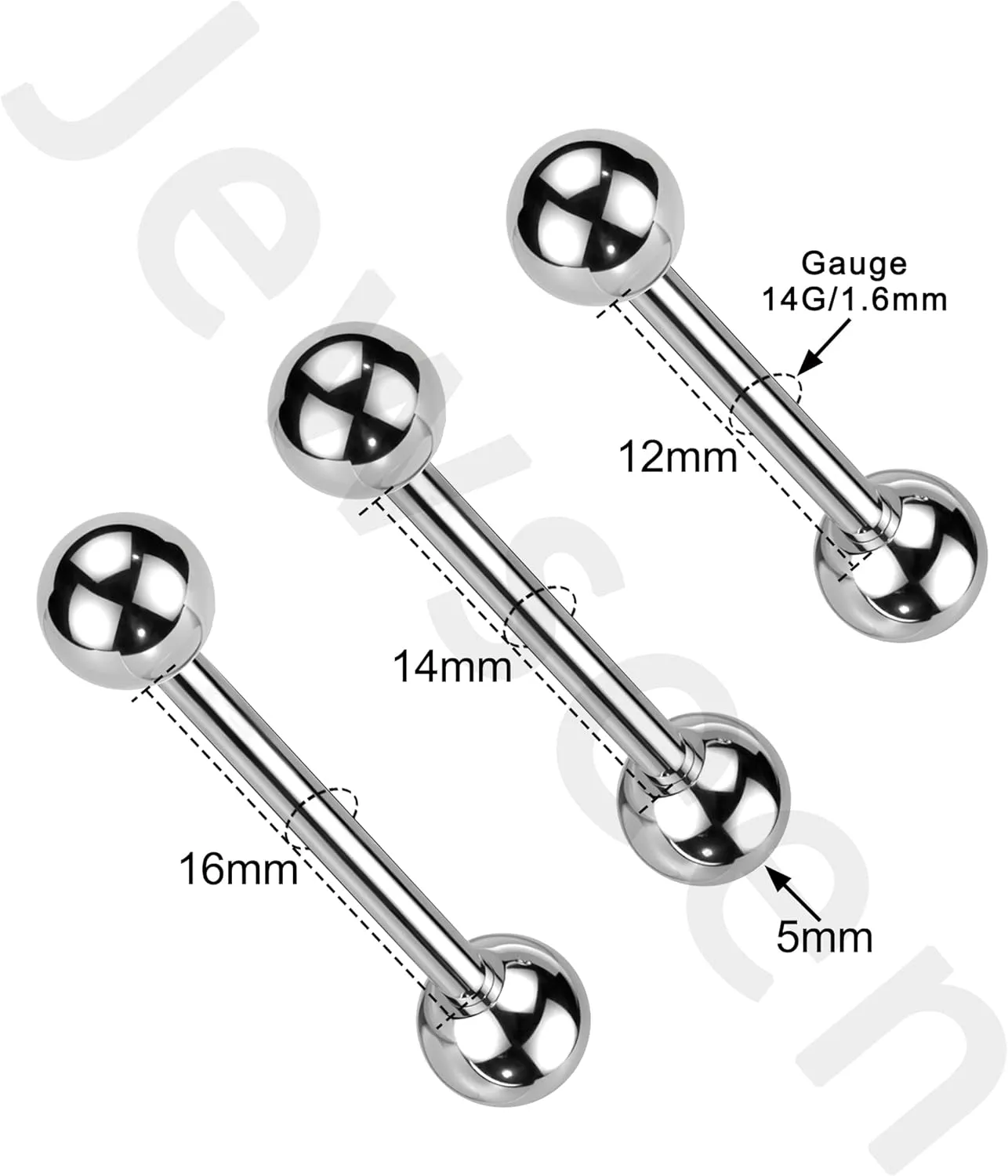 Jewseen G23 Implant Grade Titanium Nipple Rings Internally Threaded Tongue Rings Bridge Piercing Nipple Barbell Tongue Bar for Women Men
