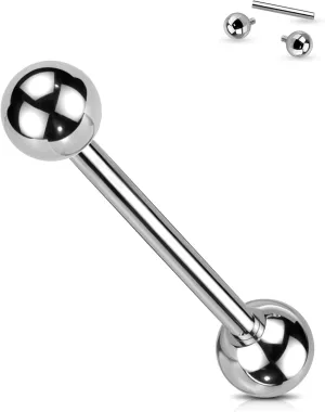 Jewseen G23 Implant Grade Titanium Nipple Rings Internally Threaded Tongue Rings Bridge Piercing Nipple Barbell Tongue Bar for Women Men