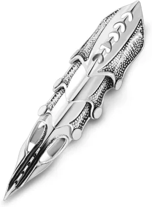 Jovivi Men's Jewelry Silvery Armour Knuckle Full Finger Double Loop Activity Ring Punk Rock Gothic Cool,1-4pcs