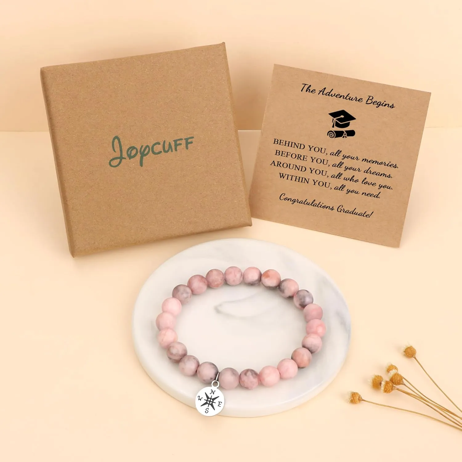 JoycuFF Graduation Gifts for Her Him Class of 2025 Graduation Bracelets Inspirational Graduation Compass Bracelet for Women College Graduation Gift for Him Her