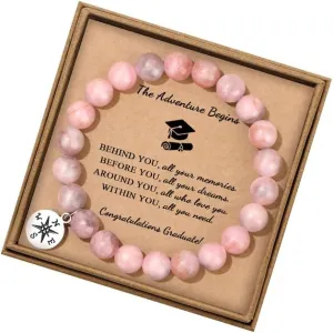 JoycuFF Graduation Gifts for Her Him Class of 2025 Graduation Bracelets Inspirational Graduation Compass Bracelet for Women College Graduation Gift for Him Her