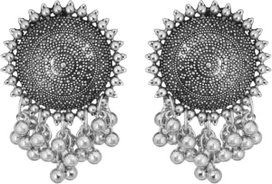 Jwellmart Indian Lightweight Oxidized Finish Stylish Statement Ghungroo Studs Fashion Earrings Jewellery