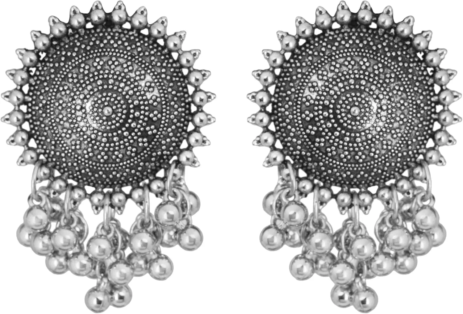 Jwellmart Indian Lightweight Oxidized Finish Stylish Statement Ghungroo Studs Fashion Earrings Jewellery