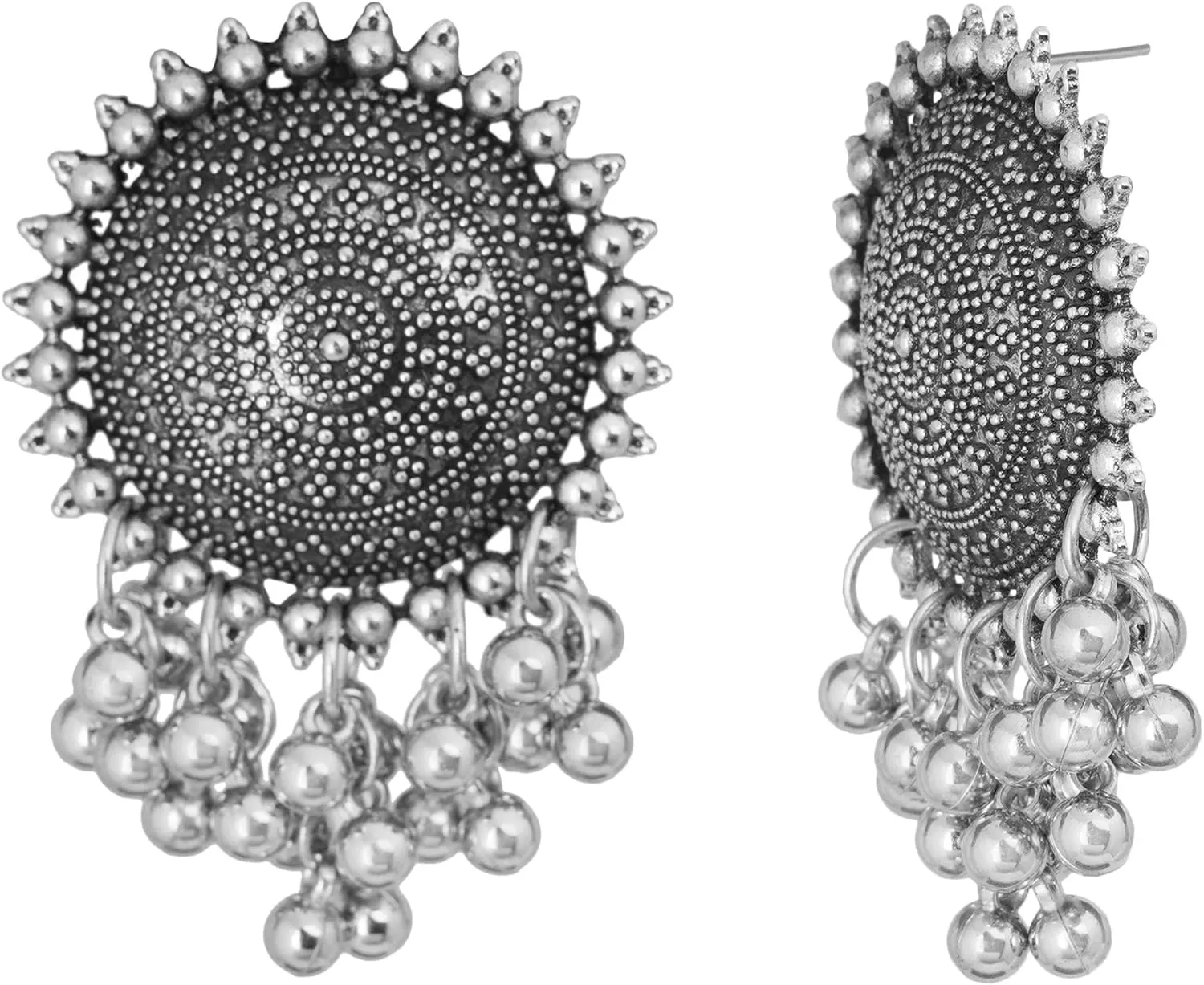Jwellmart Indian Lightweight Oxidized Finish Stylish Statement Ghungroo Studs Fashion Earrings Jewellery