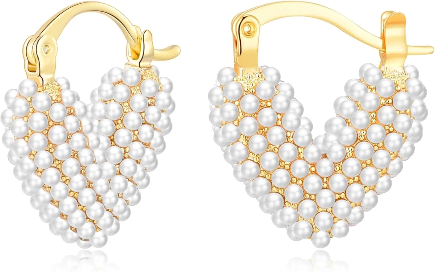 KesaPlan Pearl Hoop Earrings for Women 14K Gold Plated Hypoallergenic Pearl Earrings Lightweight Small Hoop Earrings for Wedding Brides