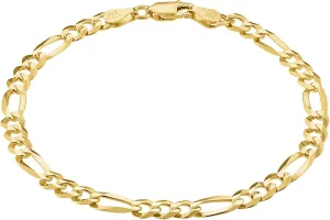 KISPER Mens Gold Bracelet 18K Gold Plated 925 Sterling Silver - 5mm Cuban Link Curb Chain & Figaro Link Bracelets for Men - Sizes 6.5,7,8,9 Inch