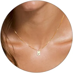 KOHOTA Initial Necklaces for Women Personalized 14K Gold Plated Name Letter Necklace Dainty Gold Initial Tag Pendant Necklace Trendy Jewelry Gifts for Women