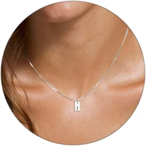 KOHOTA Initial Necklaces for Women Personalized 14K Gold Plated Name Letter Necklace Dainty Gold Initial Tag Pendant Necklace Trendy Jewelry Gifts for Women