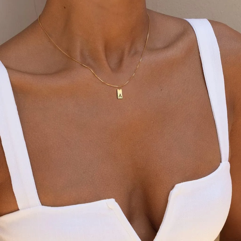 KOHOTA Initial Necklaces for Women Personalized 14K Gold Plated Name Letter Necklace Dainty Gold Initial Tag Pendant Necklace Trendy Jewelry Gifts for Women