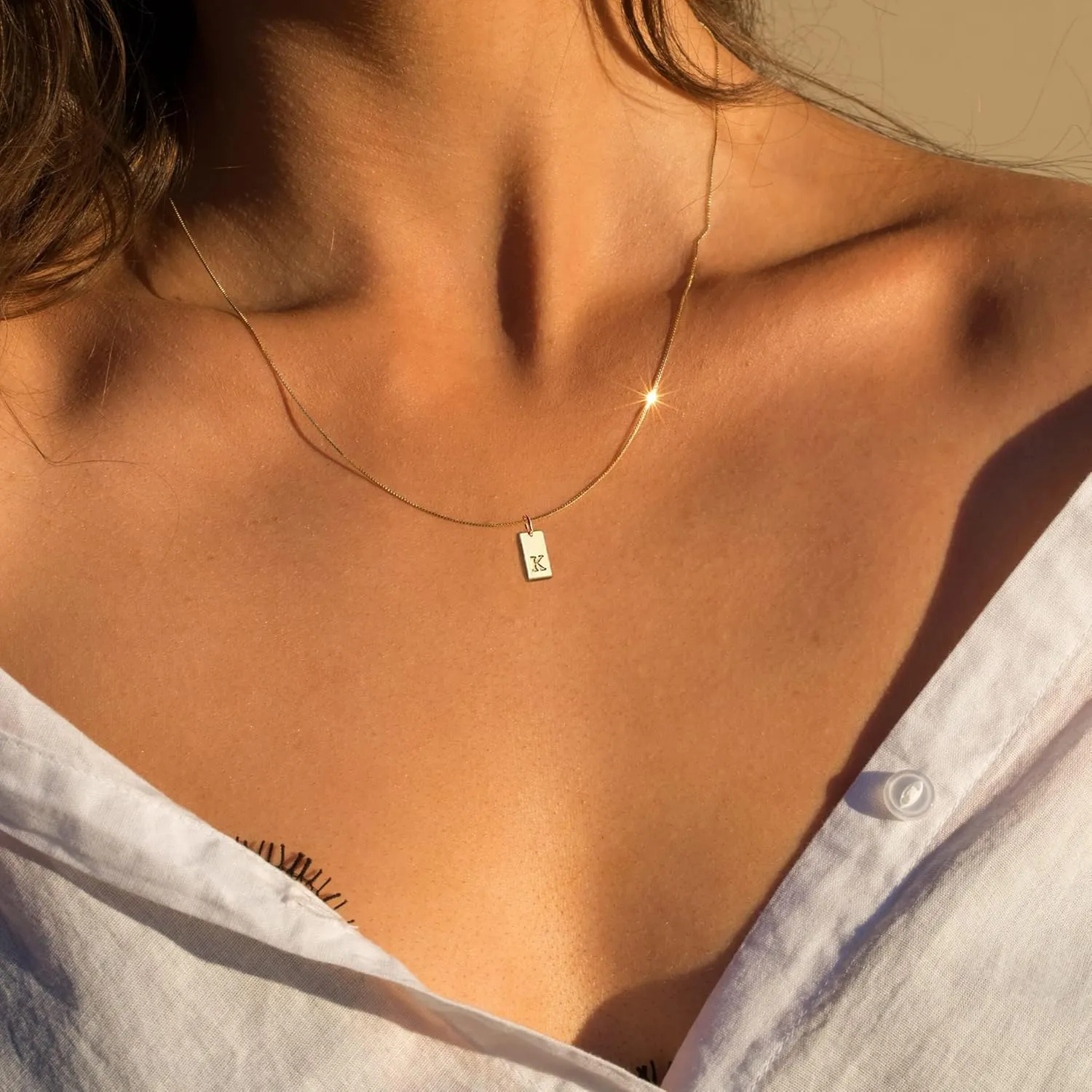 KOHOTA Initial Necklaces for Women Personalized 14K Gold Plated Name Letter Necklace Dainty Gold Initial Tag Pendant Necklace Trendy Jewelry Gifts for Women