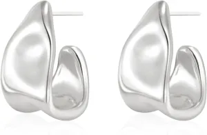 Kyerlyn Chunky Gold Earrings for Women, 14K Gold/Silver Plated Statement Geometric Dangle Drop Earrings Chunky Trendy Knot Stud Hypoallergenic Fashion Jewelry Gift