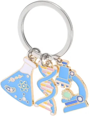 Lab Microscope Keychain Wrist Keyring Design Stylish Science Jewelry for Men Women Boys and Girls