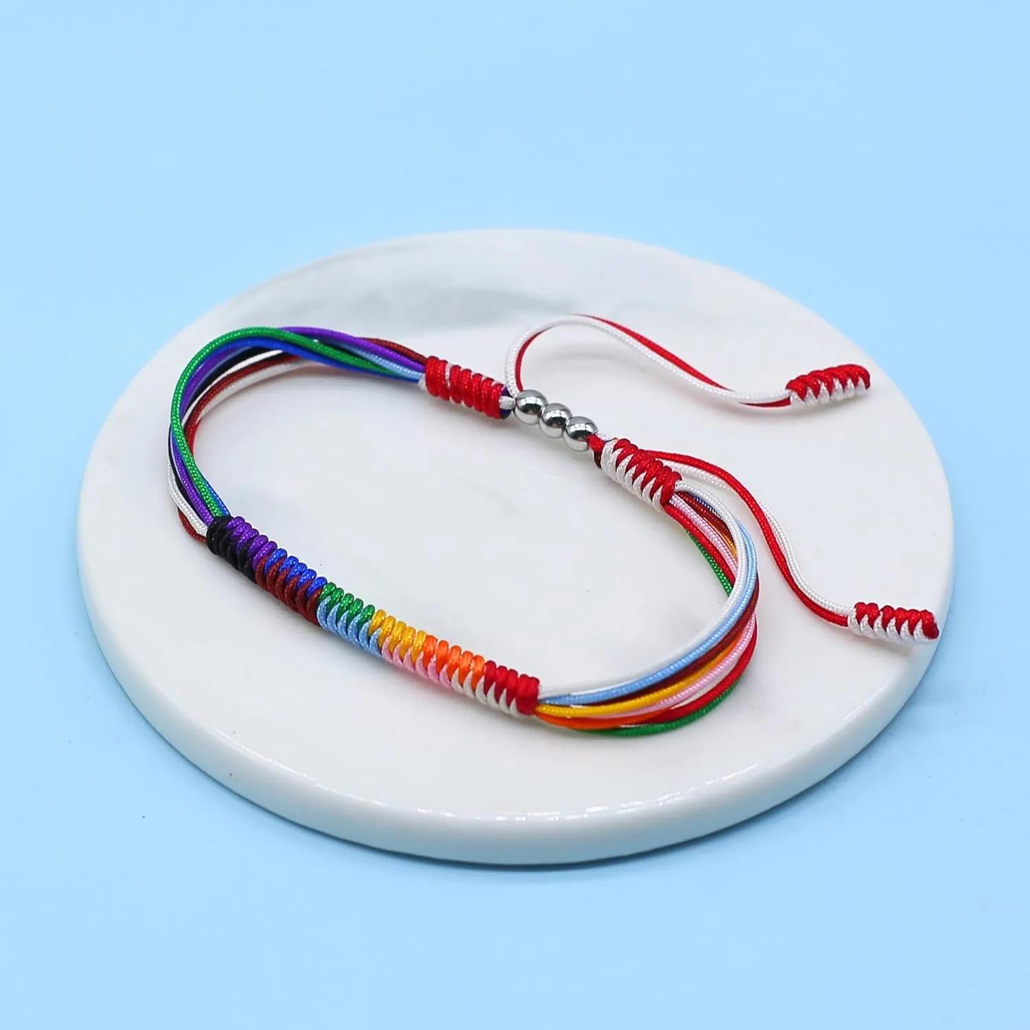 LAMIBEE Progress String Bracelet, Progress Pride Things Stuff Gifts, LGBTQ  Surfer Style Wrist Wrap Bracelet, Amulet and Boho Rope Bracelet Bangles for Women Men (Progress Pride)