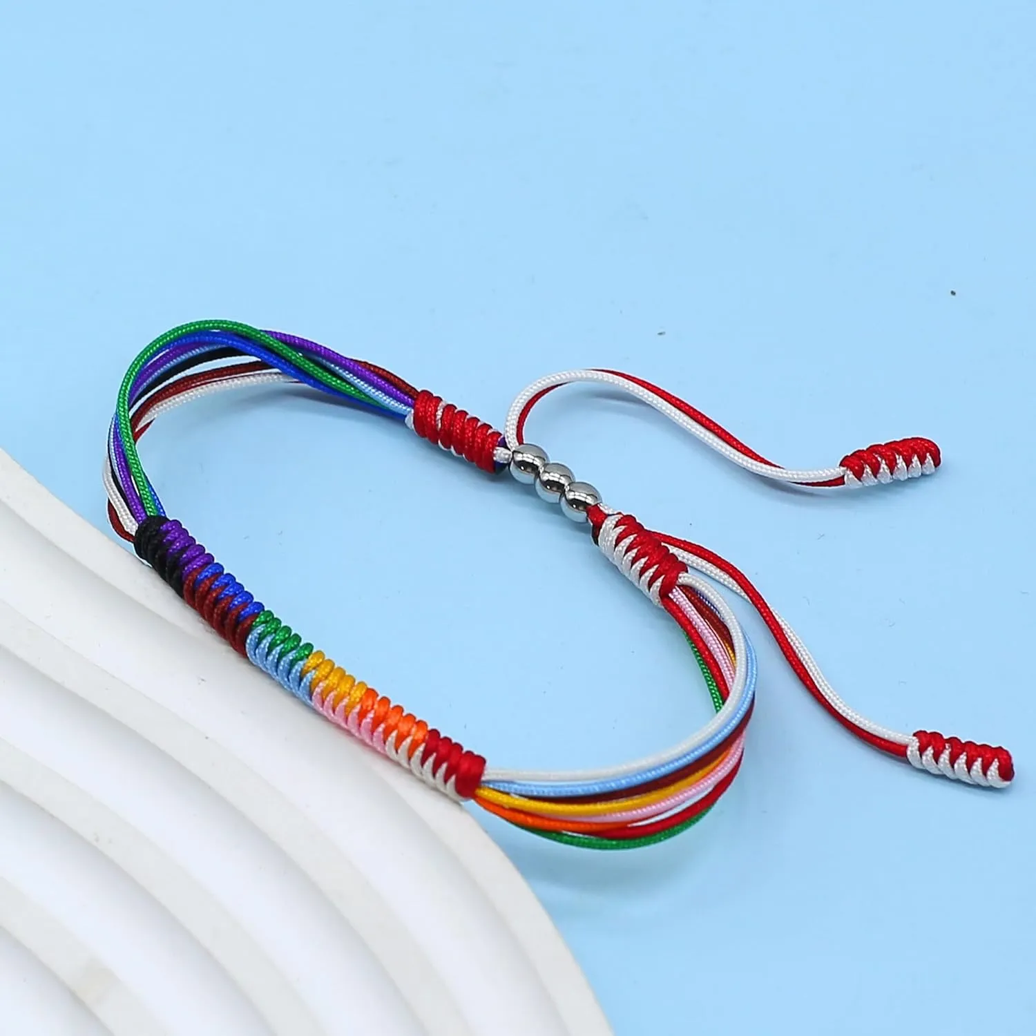 LAMIBEE Progress String Bracelet, Progress Pride Things Stuff Gifts, LGBTQ  Surfer Style Wrist Wrap Bracelet, Amulet and Boho Rope Bracelet Bangles for Women Men (Progress Pride)