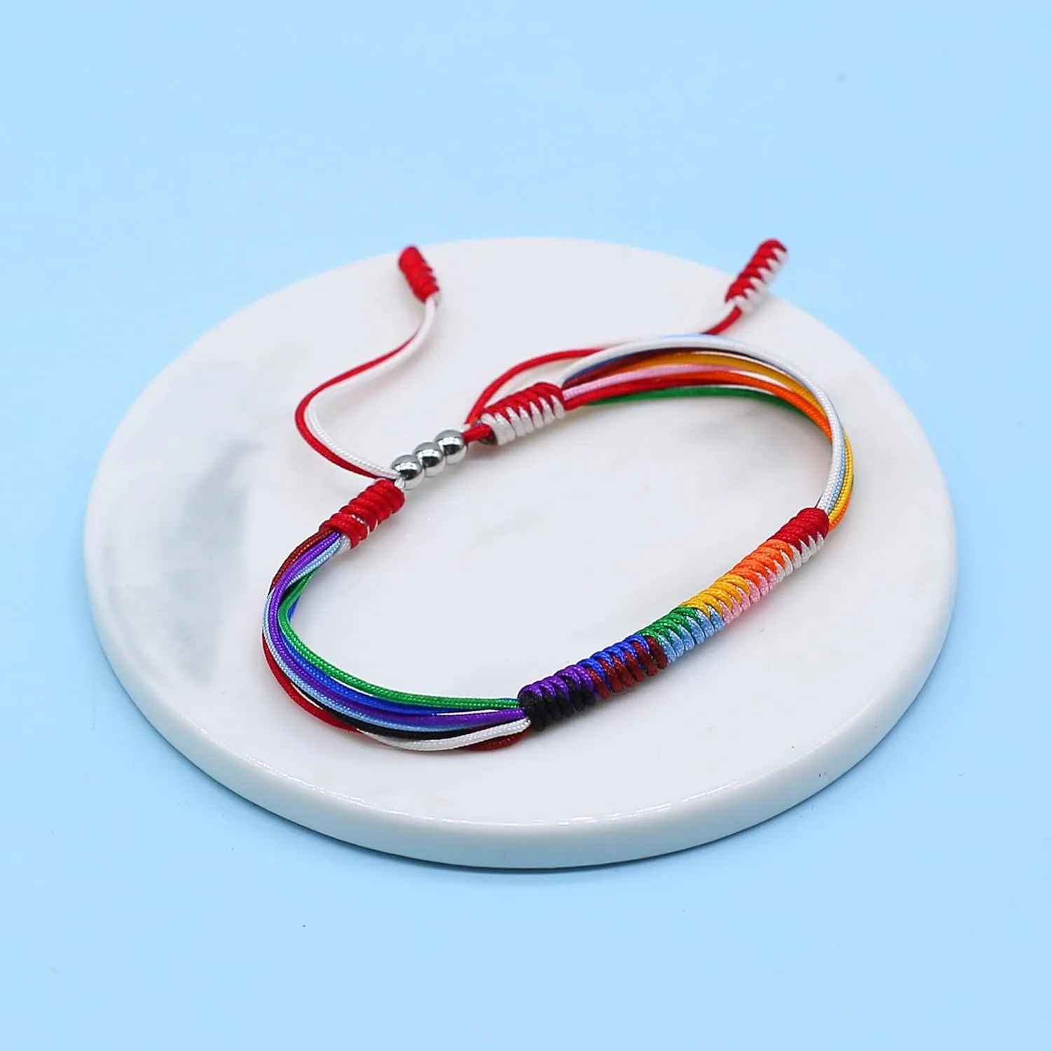 LAMIBEE Progress String Bracelet, Progress Pride Things Stuff Gifts, LGBTQ  Surfer Style Wrist Wrap Bracelet, Amulet and Boho Rope Bracelet Bangles for Women Men (Progress Pride)