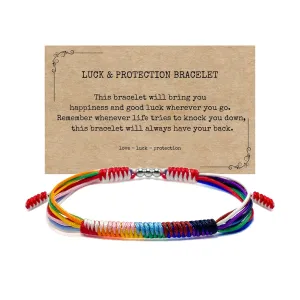 LAMIBEE Progress String Bracelet, Progress Pride Things Stuff Gifts, LGBTQ  Surfer Style Wrist Wrap Bracelet, Amulet and Boho Rope Bracelet Bangles for Women Men (Progress Pride)