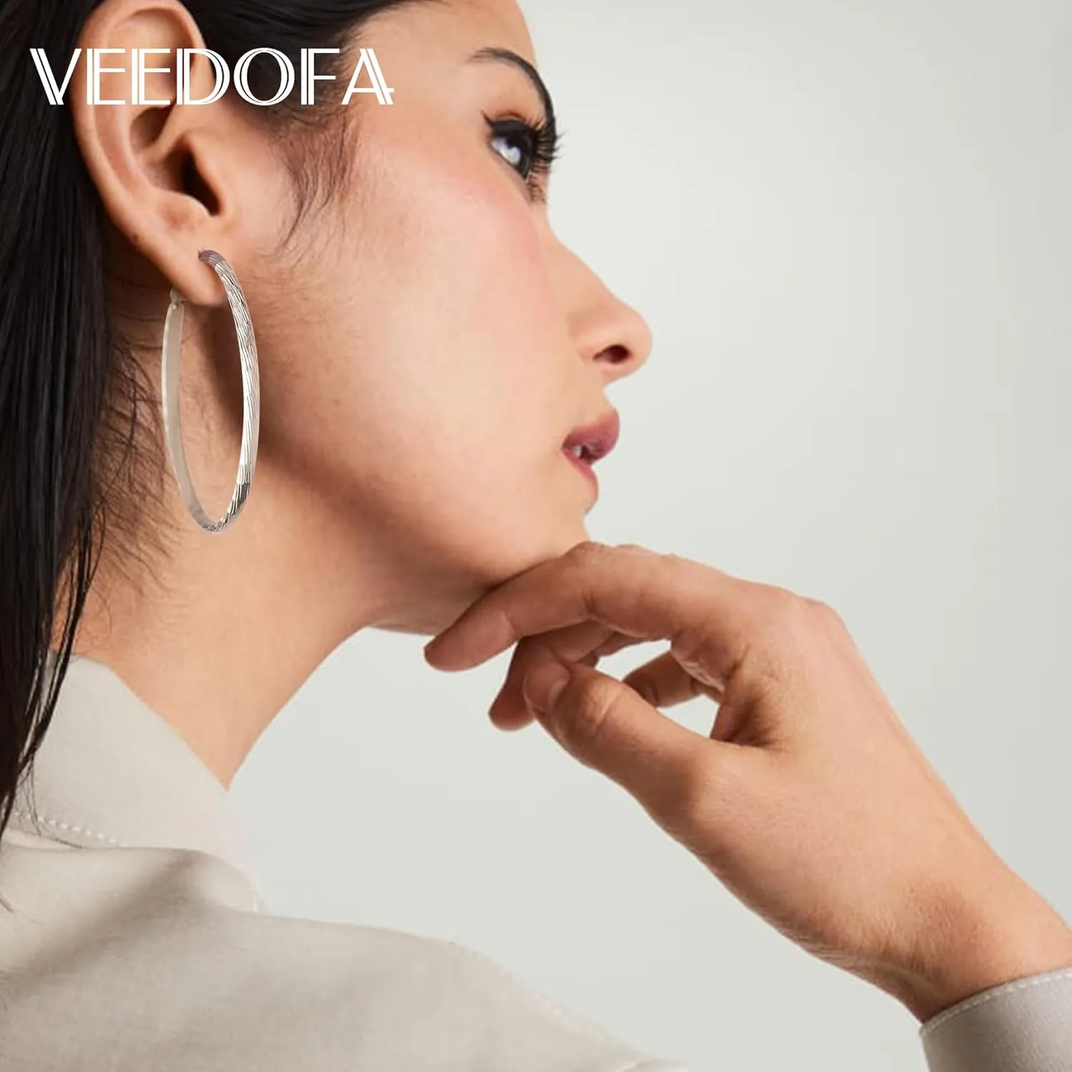 Large Gold Hoop Earrings for Women 925 Sterling Silver Hoop Earrings Hypoallergenic Lightweight Wide Thick Hoops Earrings for Women