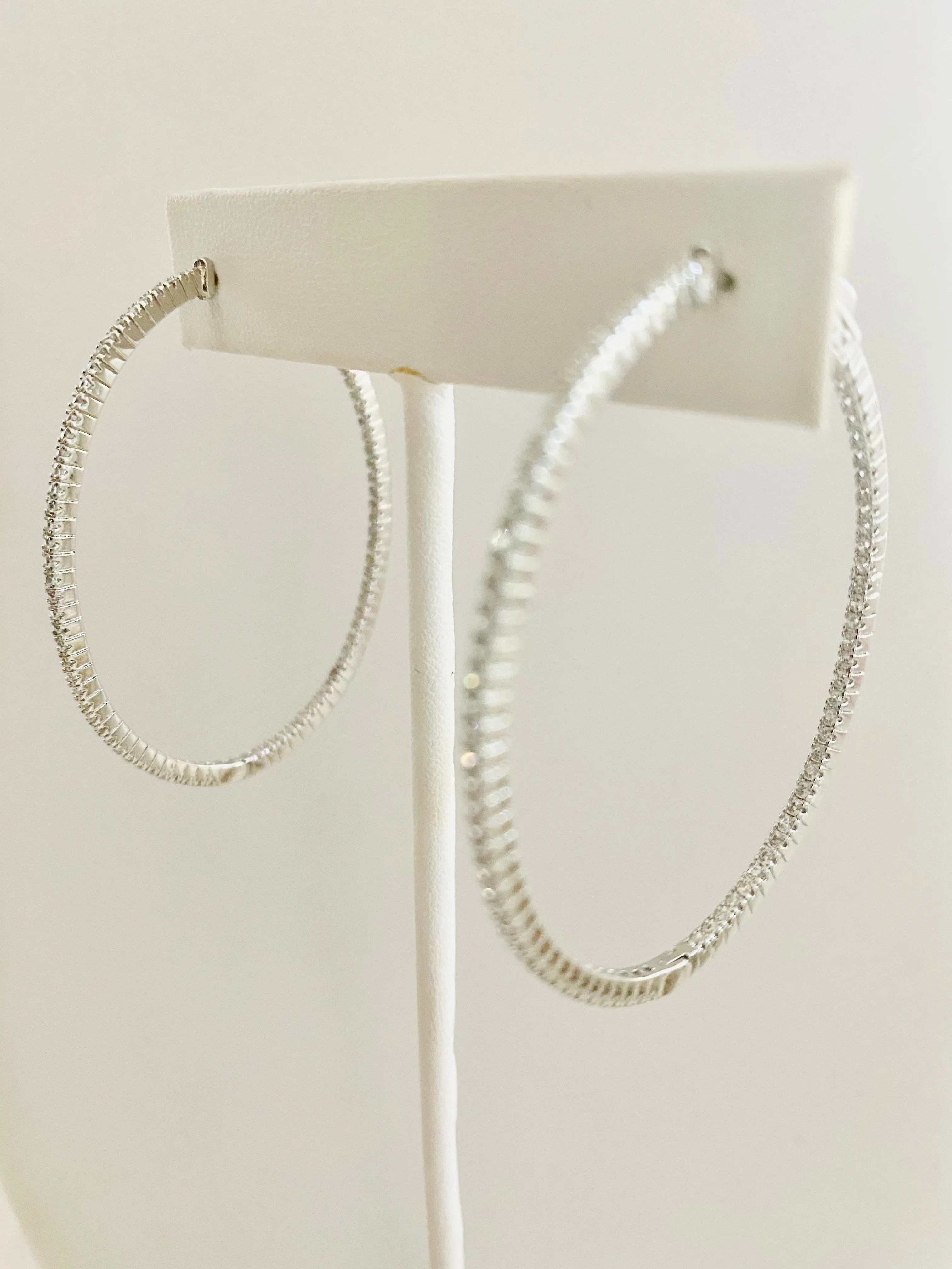 LARGE OVAL CZ HOOP EARRINGS