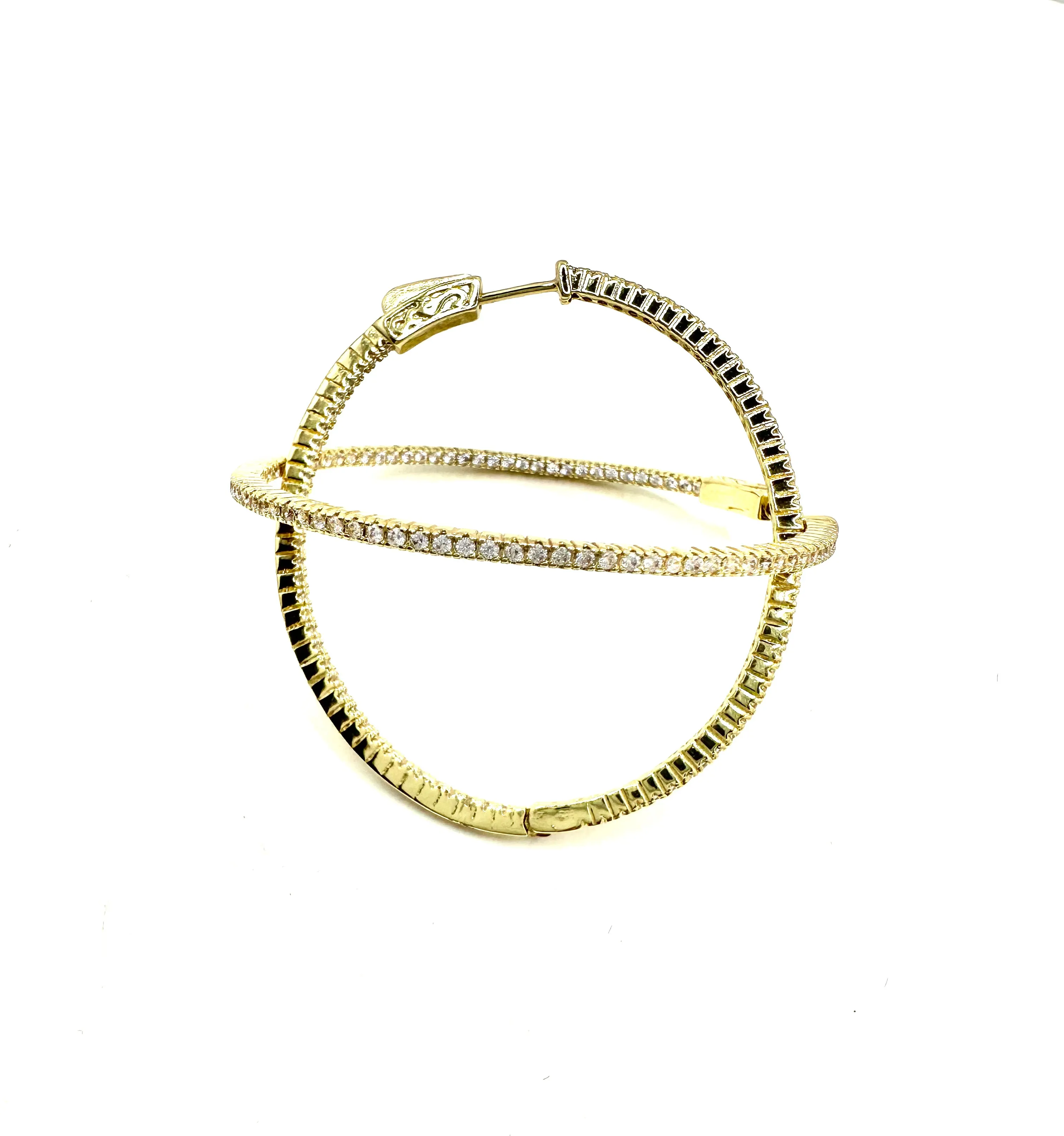 LARGE OVAL CZ HOOP EARRINGS