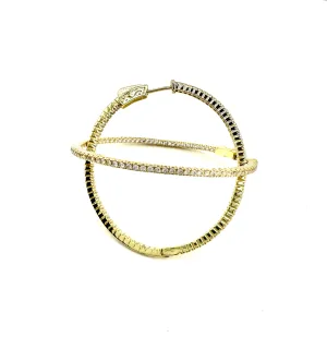 LARGE OVAL CZ HOOP EARRINGS