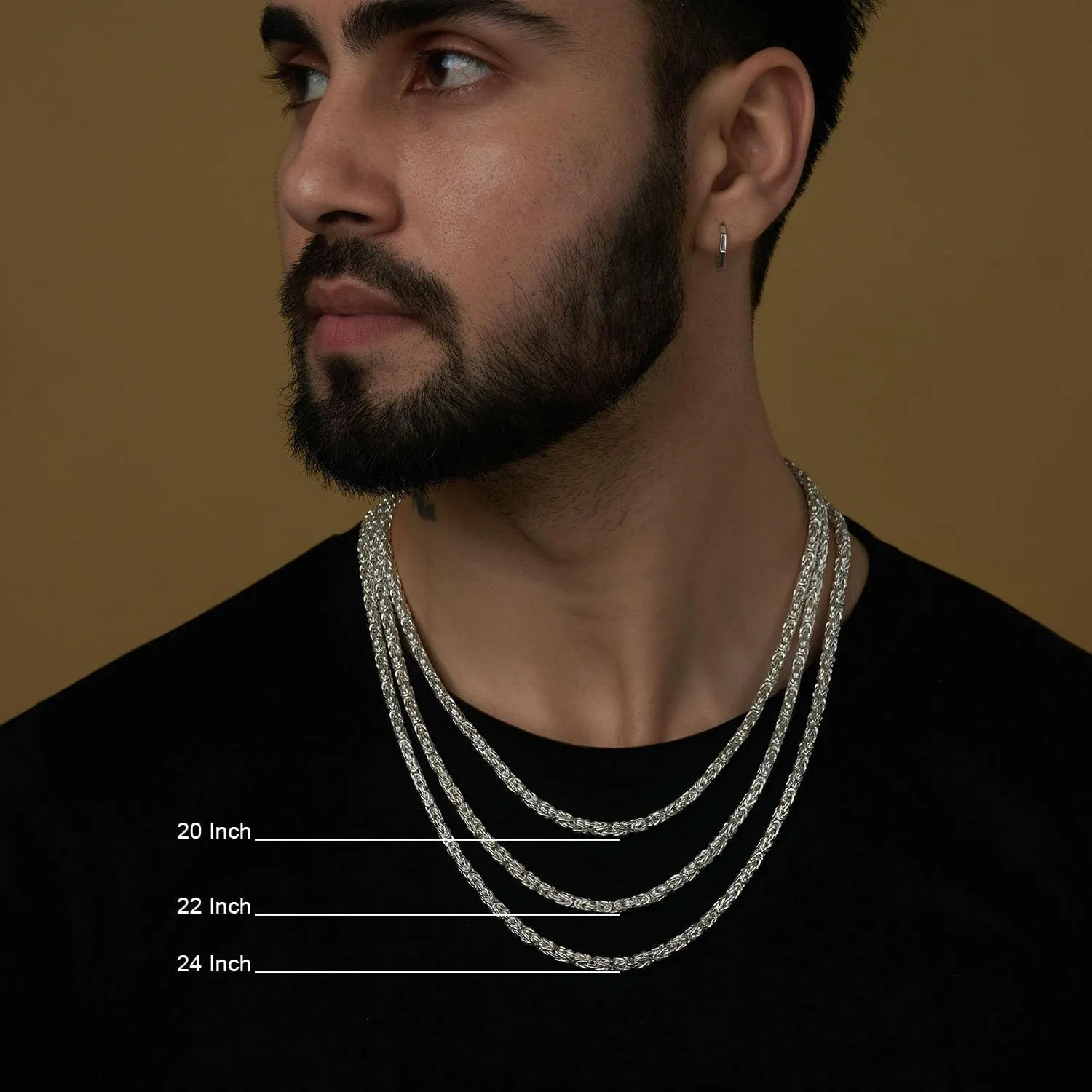 LeCalla 925 Sterling Silver Classic Byzantine Necklace for Men Women | Handmade Italian 4MM Byzantine Link Chain Necklace (18, 20, 22, 24 Inches)