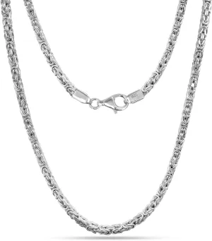 LeCalla 925 Sterling Silver Classic Byzantine Necklace for Men Women | Handmade Italian 4MM Byzantine Link Chain Necklace (18, 20, 22, 24 Inches)