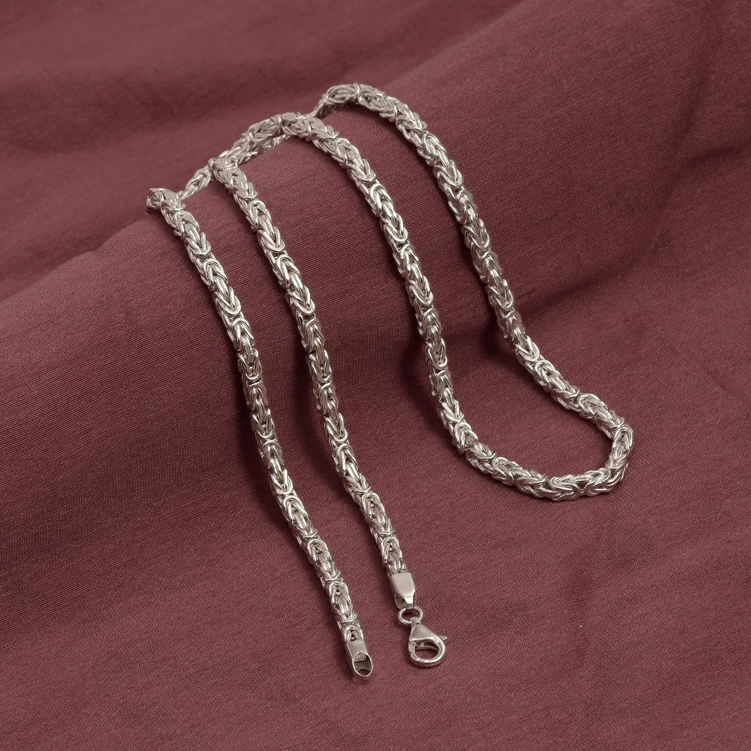 LeCalla 925 Sterling Silver Classic Byzantine Necklace for Men Women | Handmade Italian 4MM Byzantine Link Chain Necklace (18, 20, 22, 24 Inches)