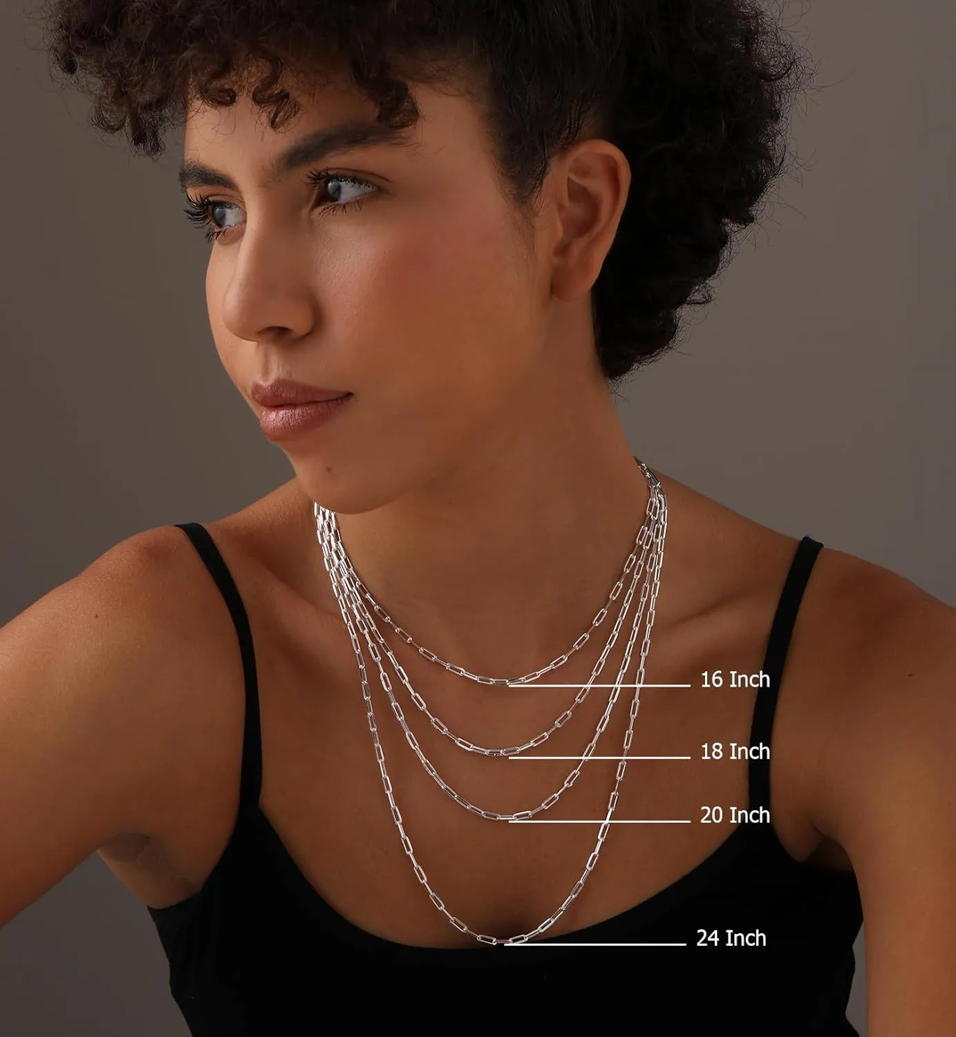LeCalla 925 Sterling Silver Italian Jewelry Trendy Gift 3 MM, 3.5 MM, 4.5 MM Diamond-Cut PaperClip Link Chain Necklace for Women with Lobster Clasp (16, 18, 20, 24 Inches)