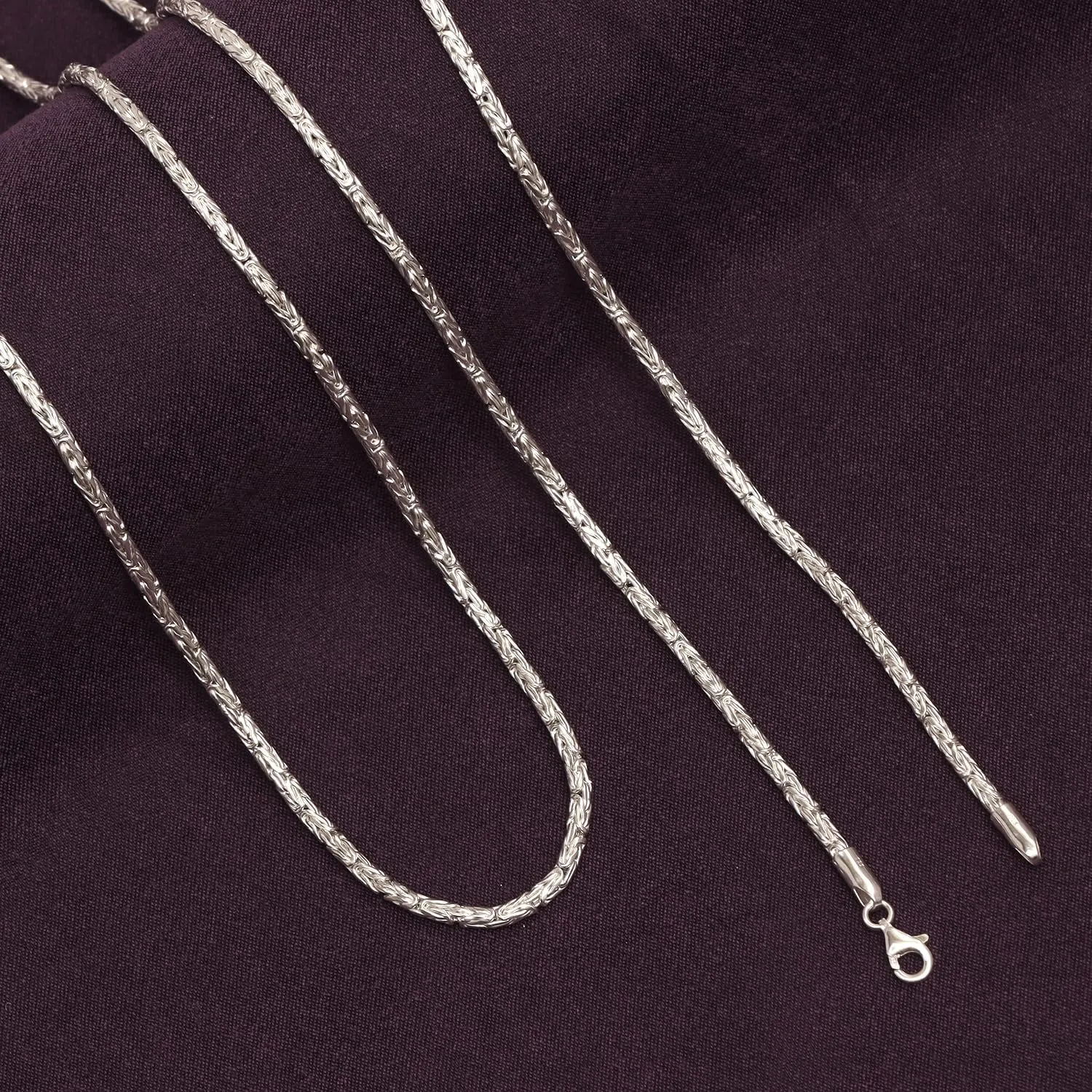 LeCalla Solid 925 Sterling Silver Classic Byzantine Necklace | Handmade Italian 2.5MM Byzantine Link Chain Necklace for Men Women, 925 Handmade in Italy