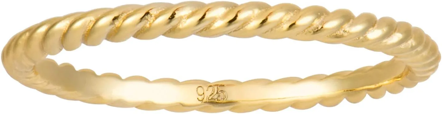 LEMON GRASS Minimalist Twist Ring for Stacking | 1mm Gold Twisted Rope Wedding Band | Skinny Stack Ring for Women