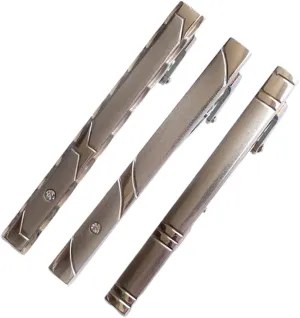 LIFKOME Men's Tie Clips 3pcs Silver Alloy Crystal Tie Bars for Men Stylish Business