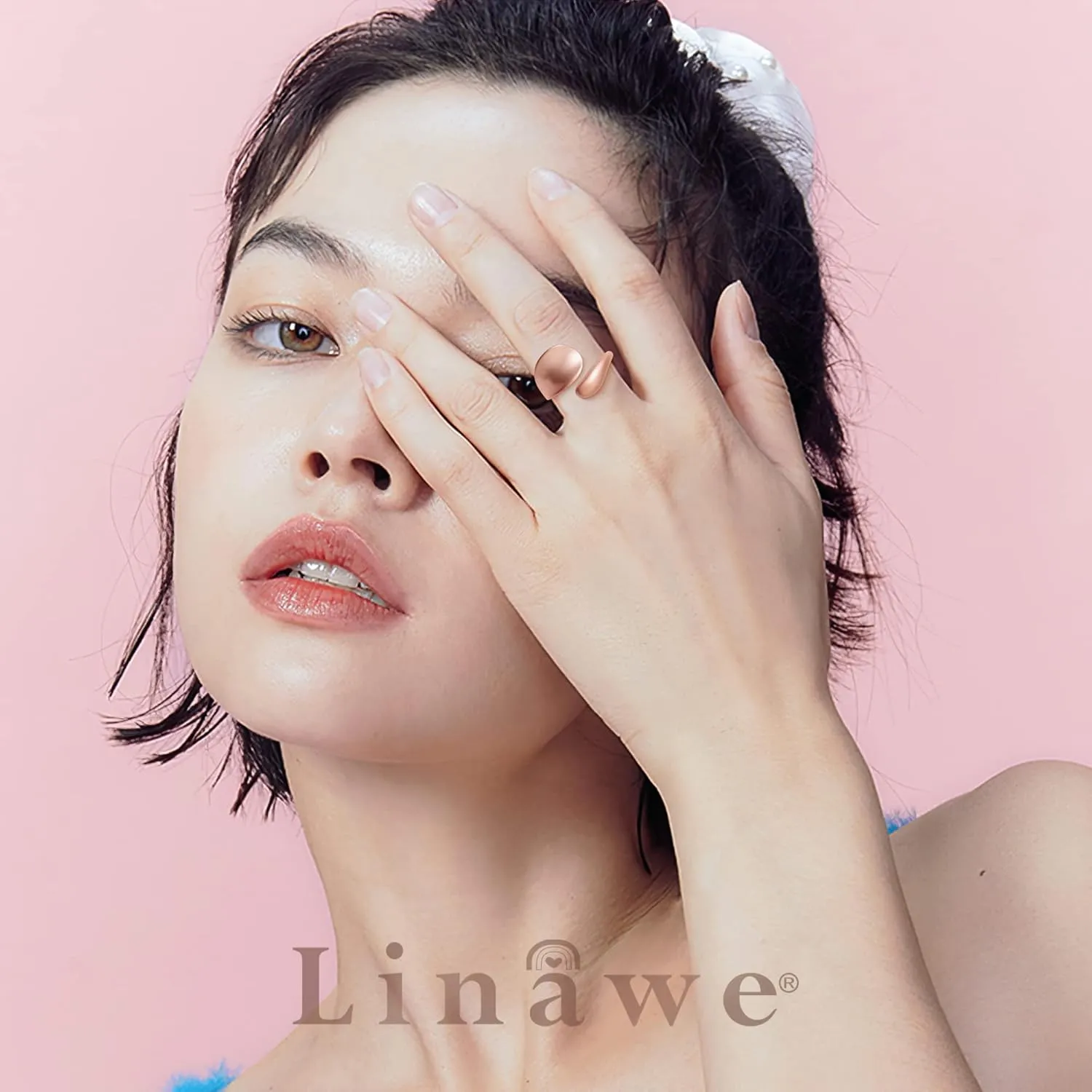 Linawe Adjustable Chunky Rings for Women, 14K Gold/Rose Gold/Silver/Black Hug Ring, Thumb Knuckle Signet Infinity Wave Rings, Stacking Spoon Rings Western Hippie Gothic Jewelry