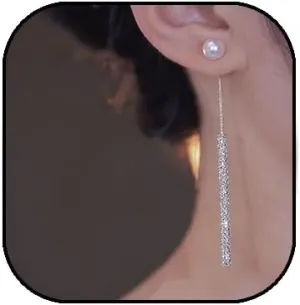 Long Pearl Earrings for Women Pearl Crystal Tassel Dangle Earrings Sparkling Rhinestone Pearl Earrings Hypoallergenic Wedding Party Prom Jewelry Gifts
