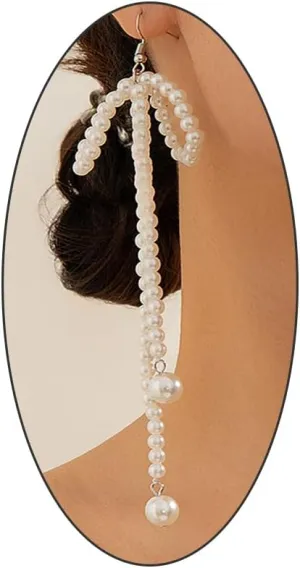 Long Pearl Zircon Tassel Dangle Earrings for Women,Glitter Rhinestone Crystal Multichain Tassel Drop Earring Vintage Prom Party Jewelry Gifts
