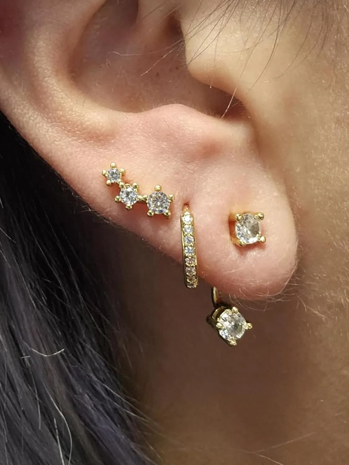 Longita Cartilage Earring Flat Back Cartilage Earrings for Women Silver Gold Helix Piercing Jewelry Tragus Earrings Threadless Flatback Screw Back Earrings 16g 20g Cartilage Hoop Earring