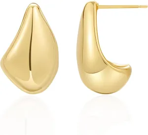 Lourny Chunky Gold Waterdrop Hoop Earrings for Women, 18K Gold Plated Hypoallergenic Lightweight Hollow Open Hoops Drop Earrings | Dupe Earrings Fashion Jewelry for Women Trendy
