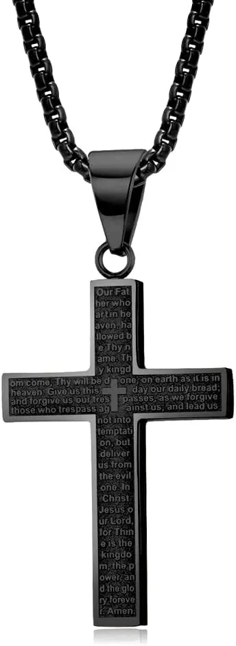 LOVOMEY Elegant Diamond Cross Necklace Set - Dainty 18K Gold Pendant With AAAA Cubic Zirconia, 2 Chains and 1 Pair of Cross Earrings
