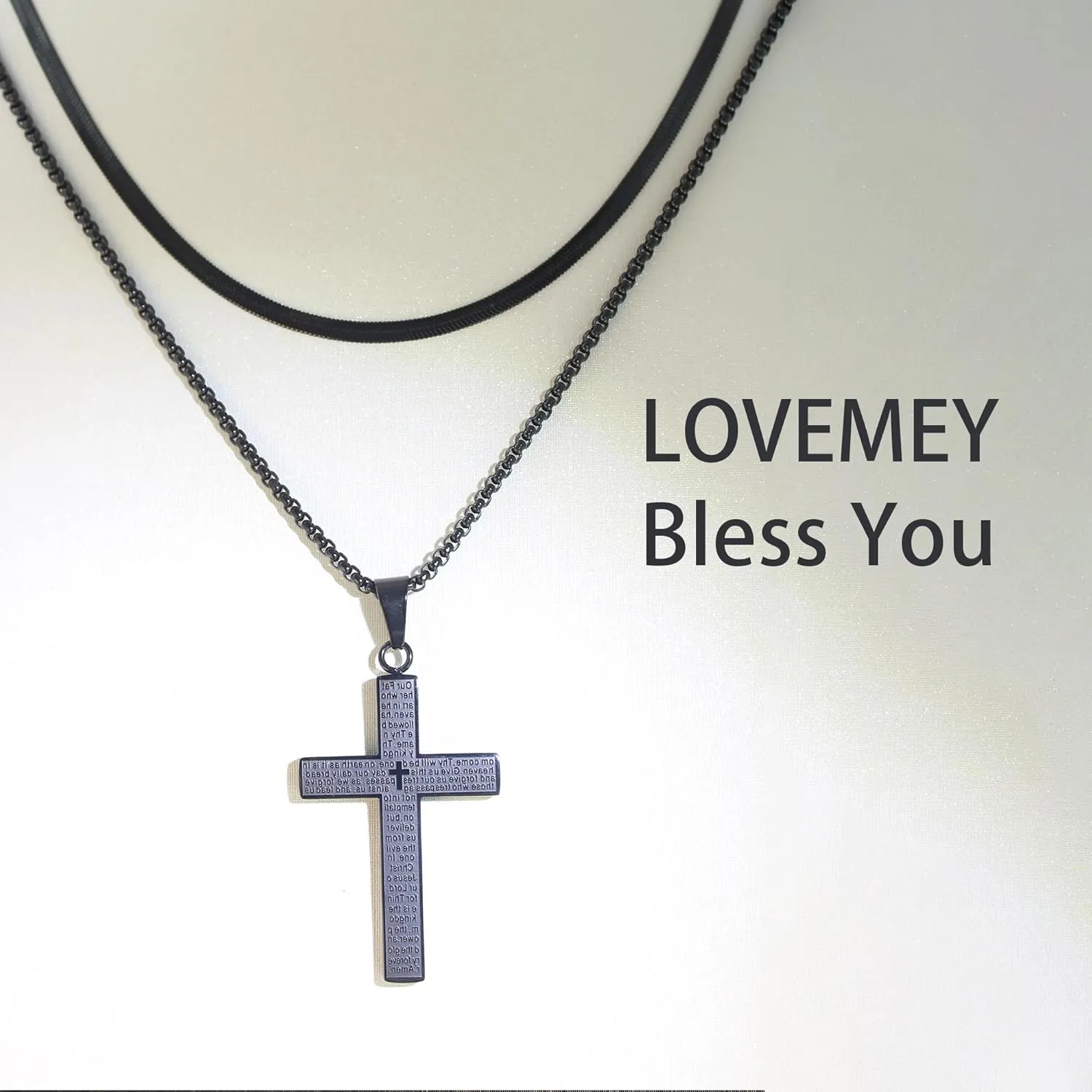 LOVOMEY Elegant Diamond Cross Necklace Set - Dainty 18K Gold Pendant With AAAA Cubic Zirconia, 2 Chains and 1 Pair of Cross Earrings