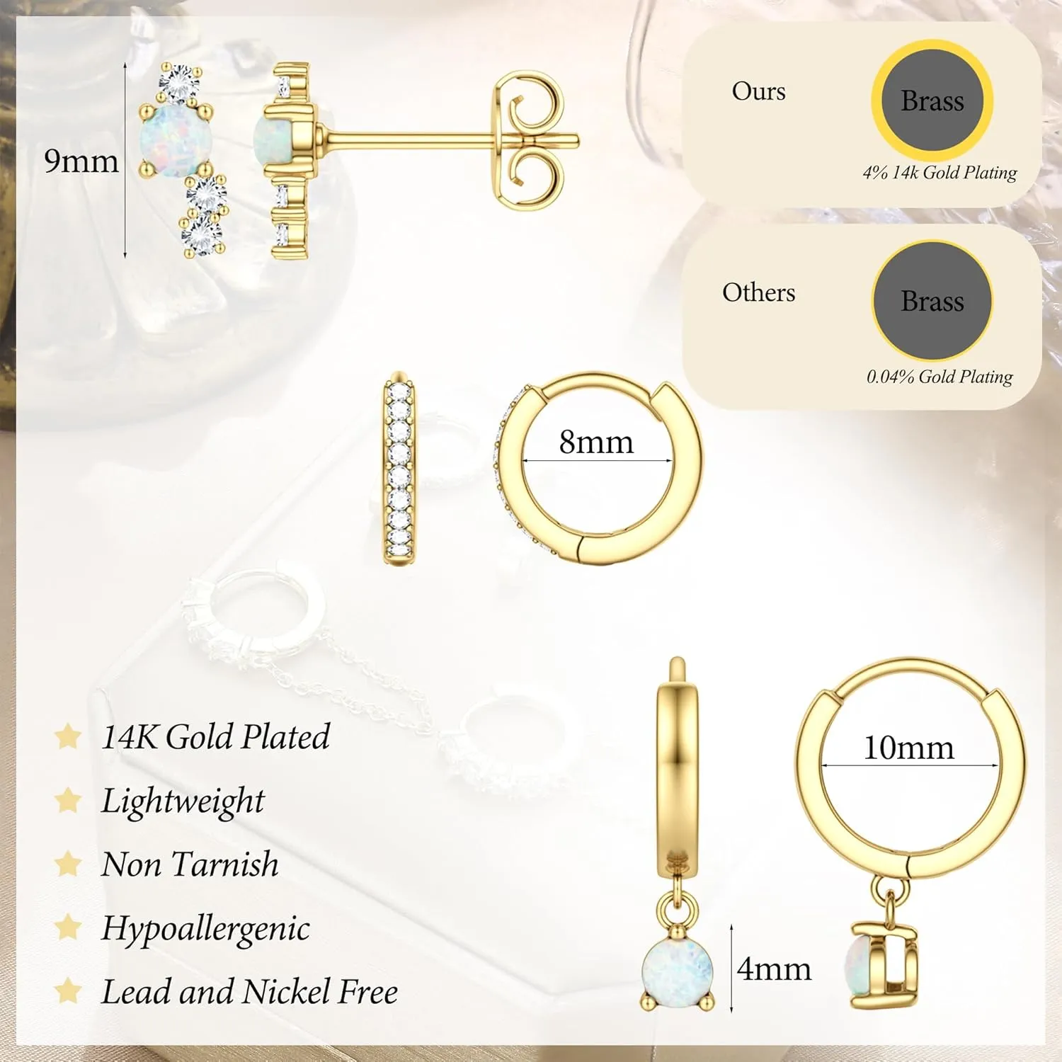 LOYALLOOK Small Gold Earrings for Women Trendy 14k Gold Plated Huggie Hoop Earrings Hypoallergenic Cartilage Earring Sets for Multiple Piercing Dainty Gold Stud Earrings for Women
