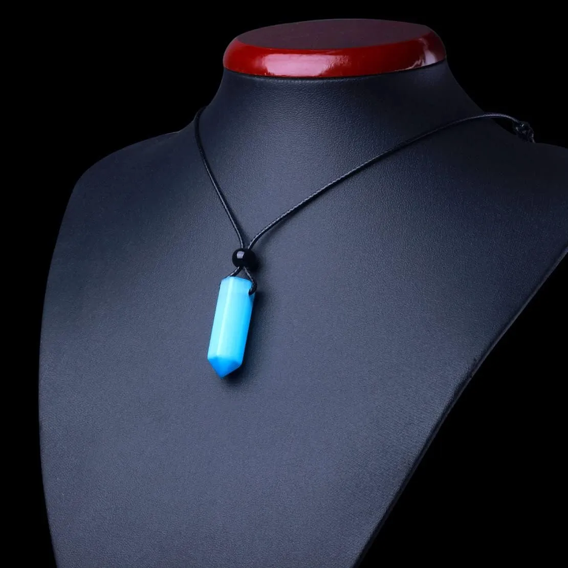Magic Human Crystal Necklaces - Cool Crystal Point Pendants - Good Vibes Jewelry - Cute Simulated Cats Eye Wands - Spiritual Protection Pendulum Amulets - Good Luck Energy Talismans