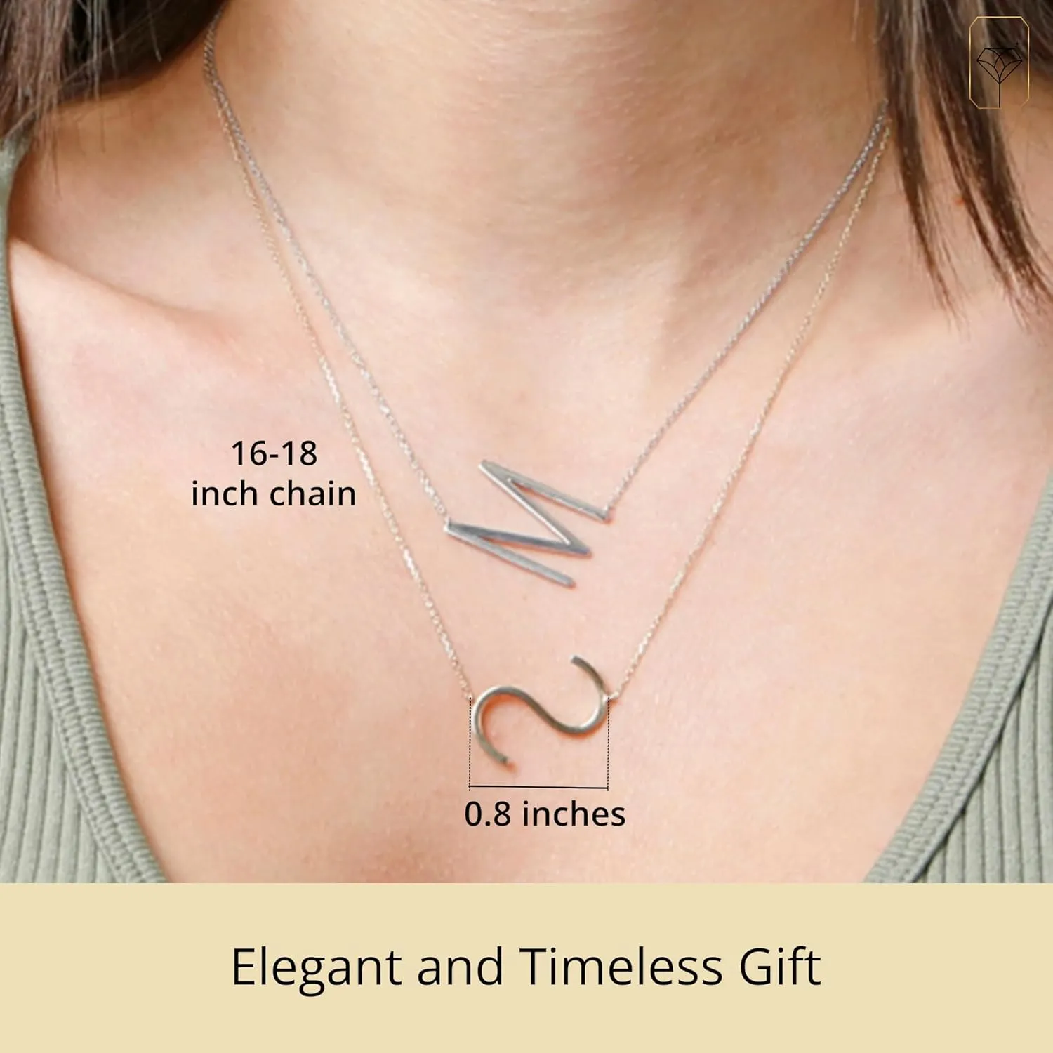 MAX   STONE Block 10k Yellow or White Gold Letter Necklace for Women | Personalized Gold Initial Necklace for Women | Real Gold Necklace with Initial Letter on an 16-18 inch Cable Chain