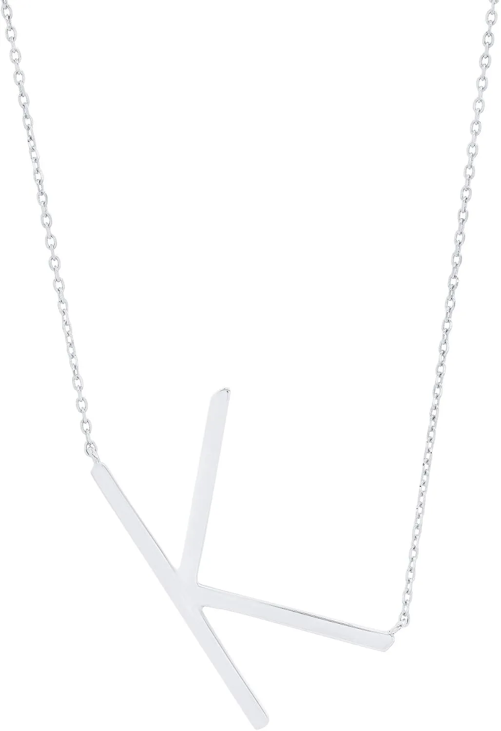 MAX   STONE Block 10k Yellow or White Gold Letter Necklace for Women | Personalized Gold Initial Necklace for Women | Real Gold Necklace with Initial Letter on an 16-18 inch Cable Chain
