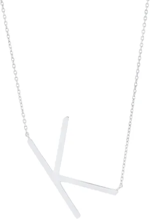 MAX   STONE Block 10k Yellow or White Gold Letter Necklace for Women | Personalized Gold Initial Necklace for Women | Real Gold Necklace with Initial Letter on an 16-18 inch Cable Chain