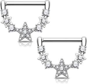 Melighting 14G Star Nipple Rings Steel 316L Nipple Piercing Jewelry Clear CZ Nipple Bars Clicker Nipple Barbell For Women Men 14mm