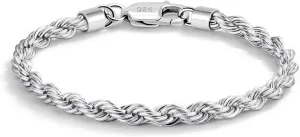 Men Diamond Cut 925 Sterling Silver 5mm Twist Rope Chain Bracelets Women Bangle Clasp Rope Box Chain 6.3" 6.7" 7" 7.5" 8" 8.5" 9" 24k Real Gold Plated Cuff Jewelry Gifts