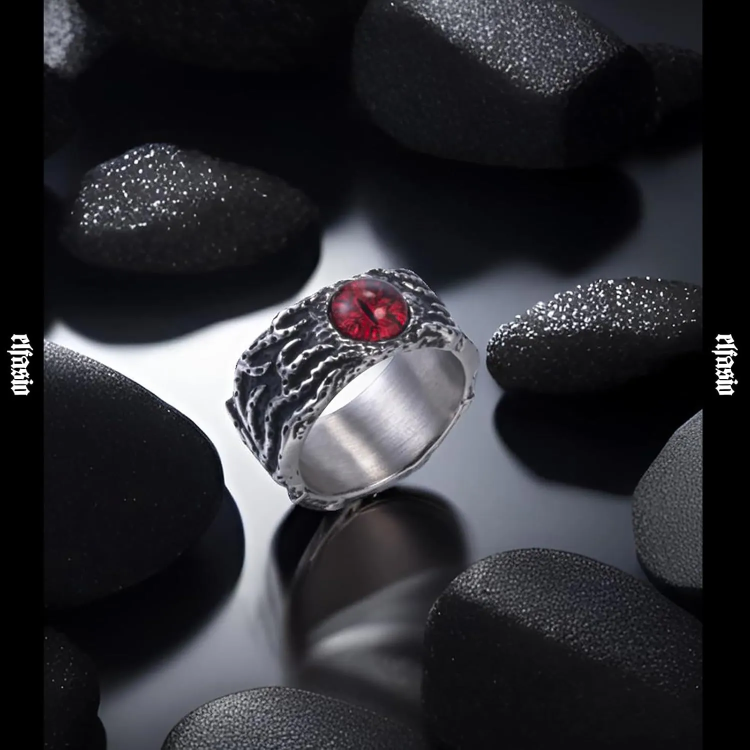 Men Stainless Steel Rings The Devil Dragon eye/Eyes of Hell Demon Red/Blue/Purple/Green Biker Vintage Ring Size 8-15