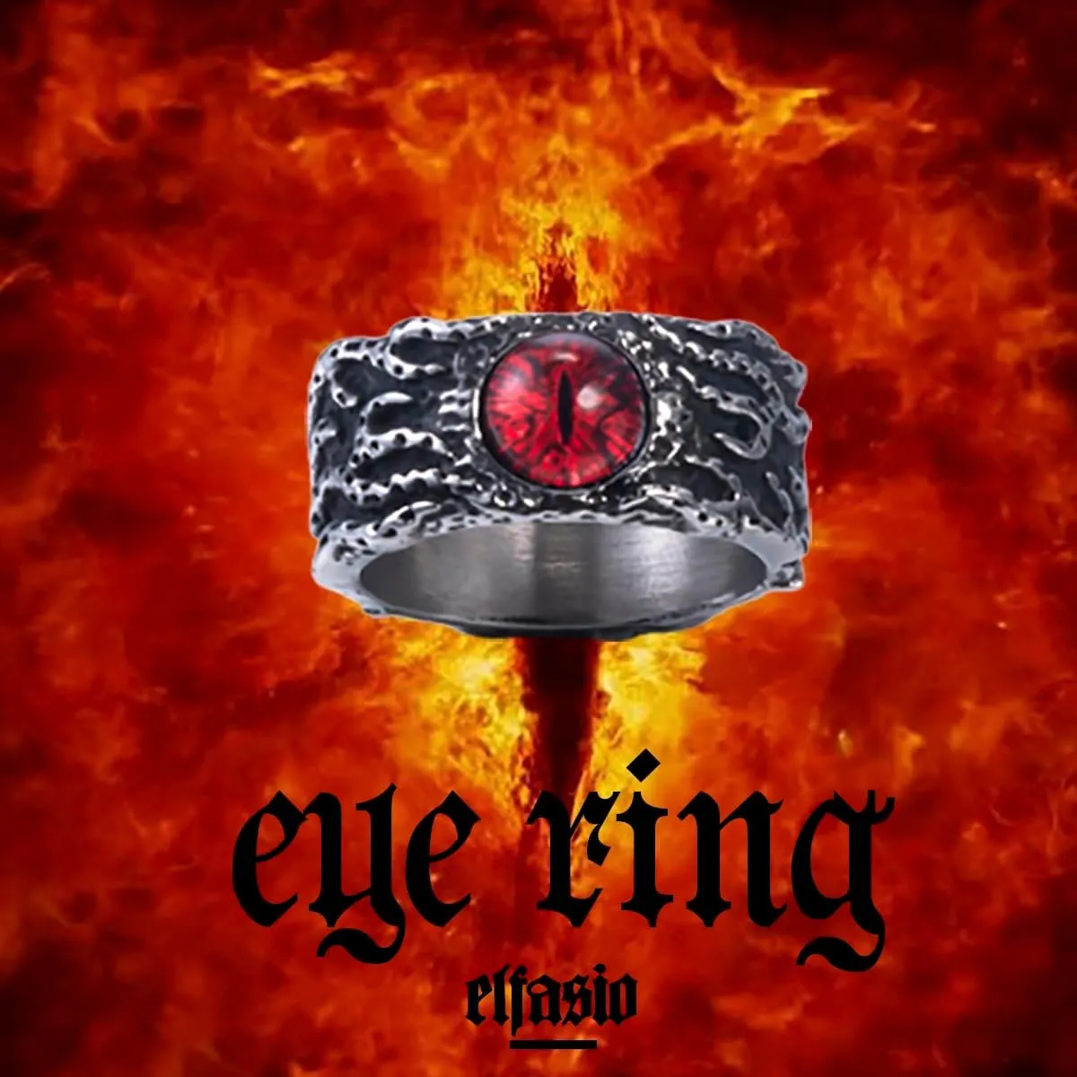 Men Stainless Steel Rings The Devil Dragon eye/Eyes of Hell Demon Red/Blue/Purple/Green Biker Vintage Ring Size 8-15