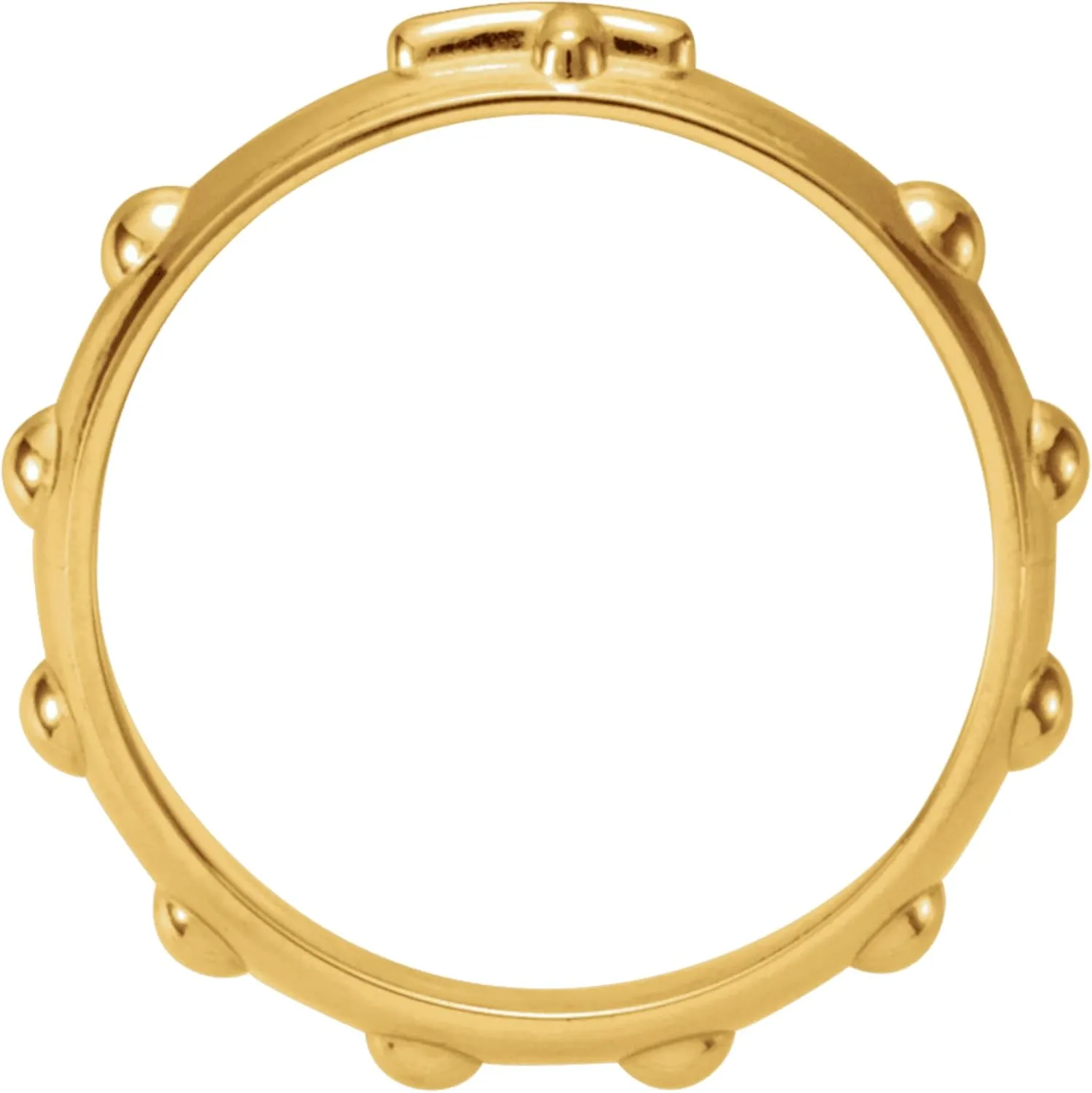 Men's & Women's 14k Yellow Gold 5mm Cross & Rosary Band Ring with Gift Box - Ideal for Religious Ceremonies, Birthdays, Holidays, Milestone Events